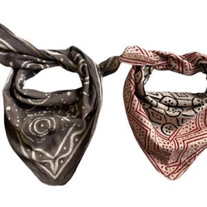 Organic Cotton Bandana Set: Block Print Paisley Scarf
