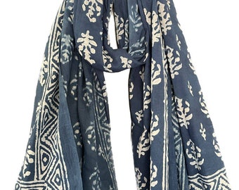 Bawełniany sarong w stylu Jaipur: narzutka plażowa z nadrukiem w bloki