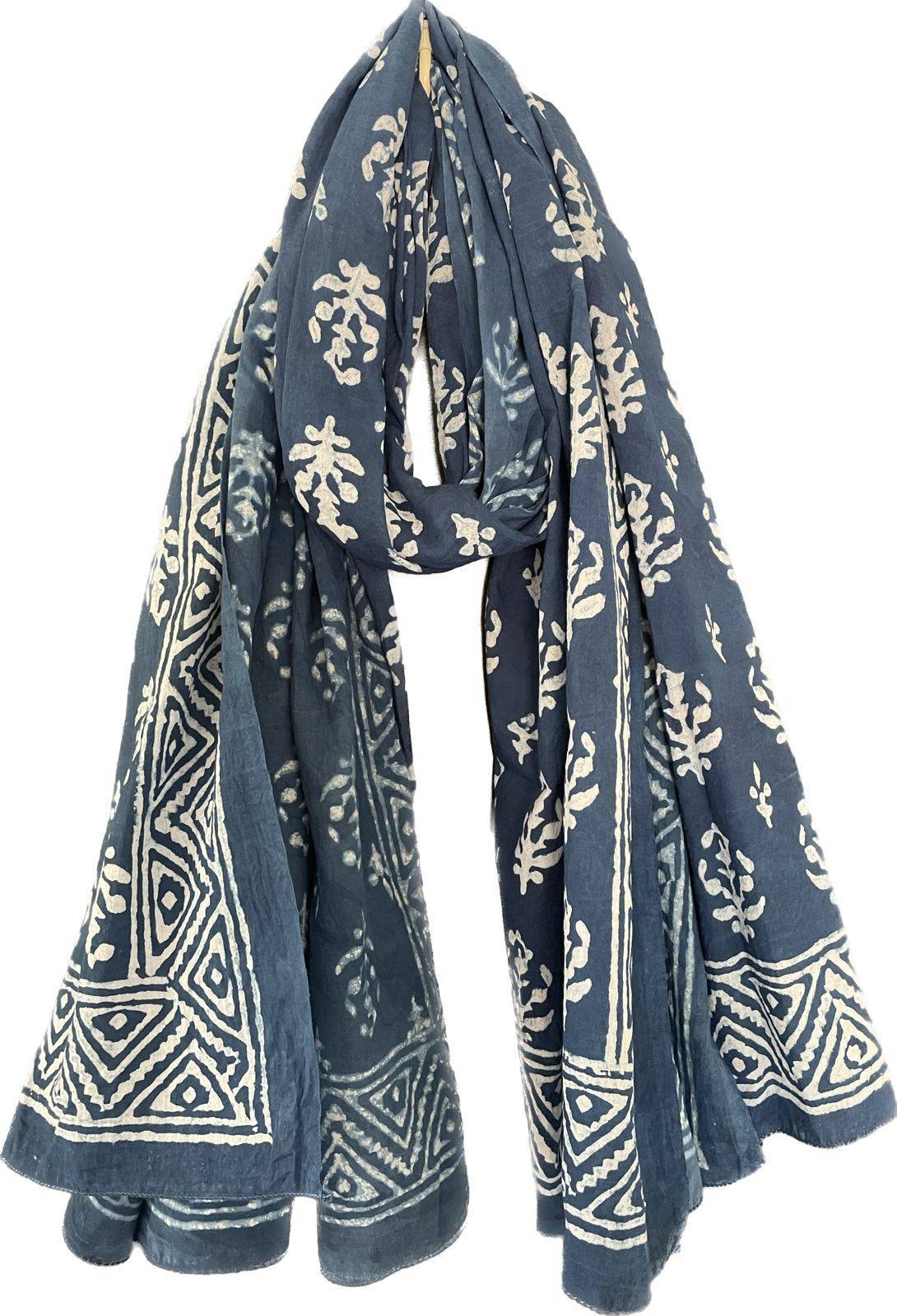 Cotton Sarong Wrap: Jaipur Block Print Beach Coverup