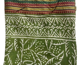 Beautiful Golden Jari Border Hand block print scarves, Hand made Sarong, Cotton Sarong, Printed Sarong, Soft cotton Dupatta