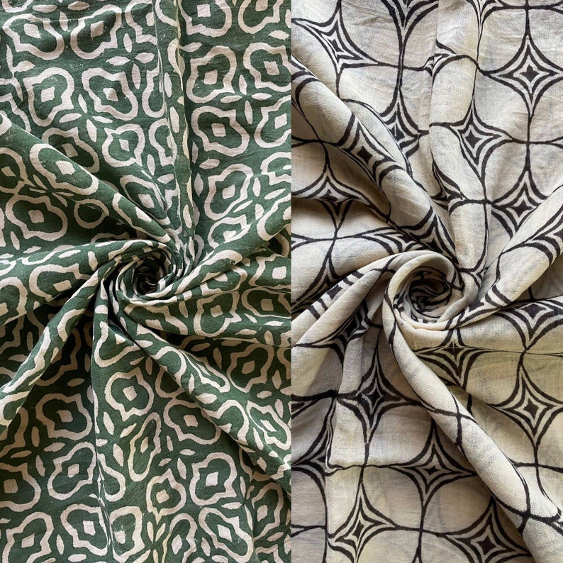Set of 2 Hand Block Printed Cotton Sarong, Pack of Two sarongs Beach Wrap Pareo, Long Scarf, Large Sarong, Cover up. image 7