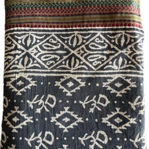 Hand Block Printed Zari Cotton Sarong, Beach Wrap Pareo, Long Scarf, Large Sarong, Cover up, Soft Fabric Scarf, Fashion Shawl Beach Sarong,