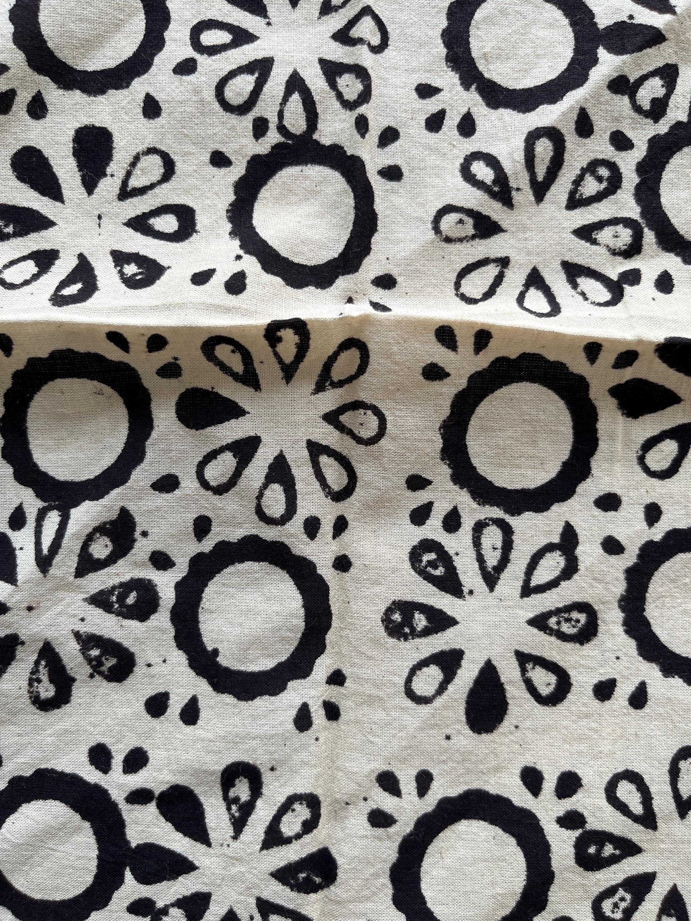 Black Bandana Scarf Handmade Hand Block Print Bandana in
