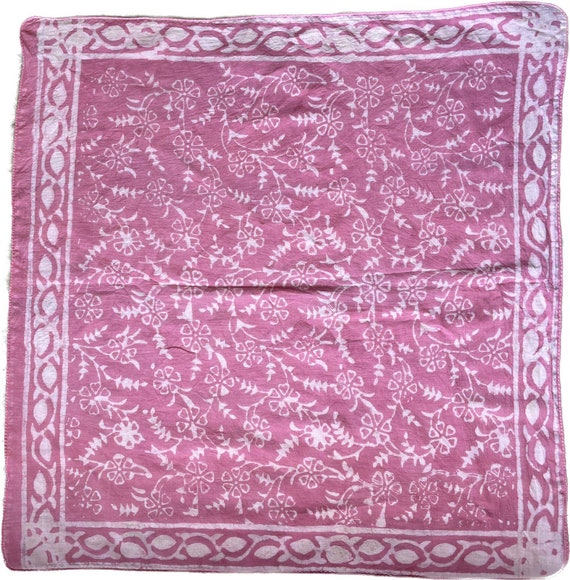 Bandana vintage coeurs roses pois fleurs écharpe en coton