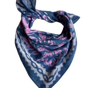 Organic Cotton Bandana Scarf: Paisley Print, Hand-Dyed
