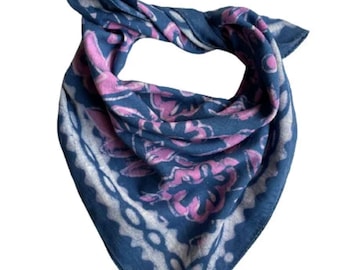 Organic Cotton Bandana Scarf: Paisley Print, Hand-Dyed