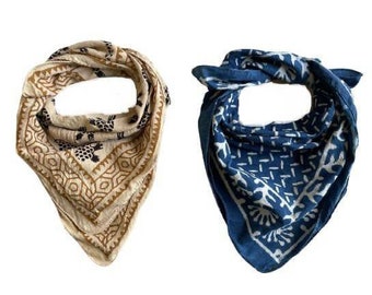 Set of 2 Organic Cotton Bandana Moselle, Bandana Scarf, Paisley Design Scarf, Vibrant Color, High-Quality, Winter Scarf, Unique Design