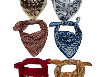 Lot de 6 bandanas Moselle en coton bio, écharpe bandana, écharpe motif cachemire, couleurs vives, haute qualité, écharpe d'hiver, design unique