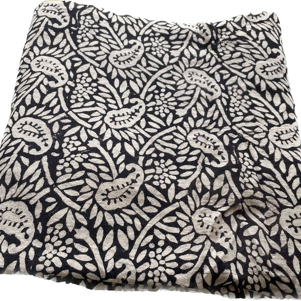 Hand Stamped Indian Cotton Fabric: Peace Block Print, Sewing Quilting Material