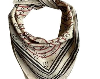 Organic Cotton Bandana Scarf: Hand Block Print Paisley Design