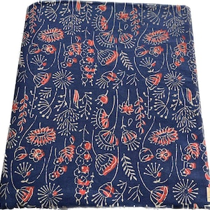 Indian Block Print fabric by the yard, Hand stamped Indian Fabric, Peace Block Print Fabric, Sewing and quilting fabric