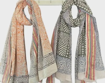 Hand Block Printed Cotton Sarong Set of 2 Beach Wrap Cover-Up