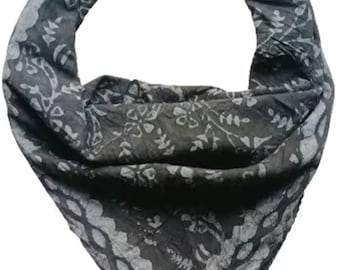 Hand Block Print Cotton Bandana: Bohemian Neck Scarf, 21" Square