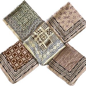 Juego de 5 pañuelos de algodón orgánico, pañuelos para el cuello, pañuelos de vaquero, pañuelos salvajes