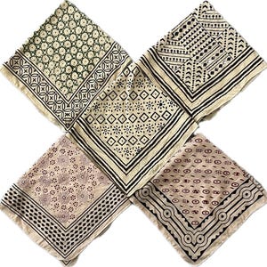 Juego de 5 pañuelos de algodón orgánico, pañuelos para el cuello, pañuelos de vaquero, pañuelos salvajes