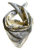 Handmade Block Print Cotton Bandana Scarf: Cream, Pumpkin & Steel