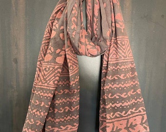 Hand Block Printed Cotton Sarong, Beach Wrap Pareo, Long Scarf, Large Sarong, Cover up, Soft Fabric Scarf, Fashion Shawl Beach Sarong,