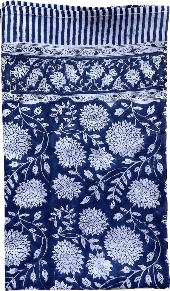 Indian Block Print Cotton Sarong: Beach Wrap Pareo, 44x72 Inch