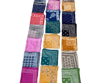 Großes Bandanas Set von 30 Bio-Baumwolle Bandana Mosel, Bandana Schal, Paisley Design Schal, Lebendige Farbe, High-Quality