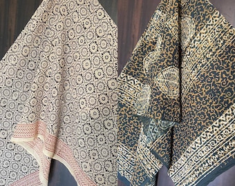 Hand Block Printed Cotton Sarong Set: Beach Wrap Cover-Up