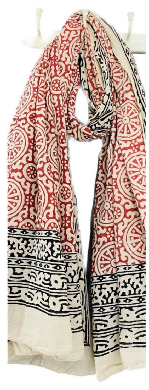 Block Print Cotton Sarong: Beach Wrap Pareo - Set of 2