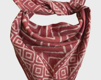 Hand Block Print Baumwolle Bandana: Braun Geometrischer Schal