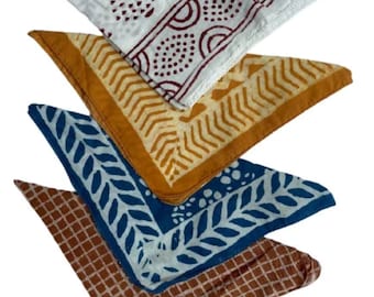 Set of 4 Organic Cotton Bandana Bandana Scarf, Paisley Design Scarf, Vibrant Color, High-Quality, Winter Scarf, Unique Design