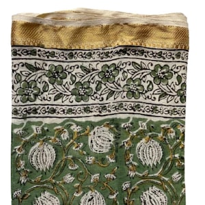 Paréo en coton imprimé bloc main : écharpe de plage avec bordure en zari