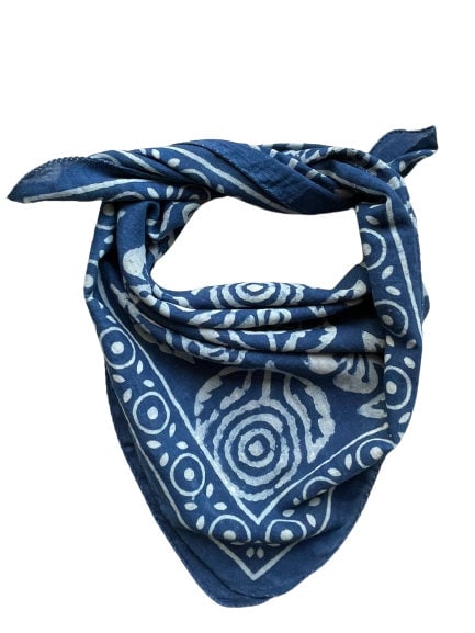 Bandana De Algodón 100% Tamaño 55x55 Cm - Diseño Paisley Royal Blue, Multifunción (pañuelo, Pulsera, Mascarilla)