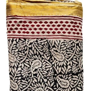Hand Block Printed Zari Cotton Sarong, Beach Wrap Pareo, Long Scarf, Large Sarong, Cover up, Soft Fabric Scarf, Fashion Shawl Beach Sarong,