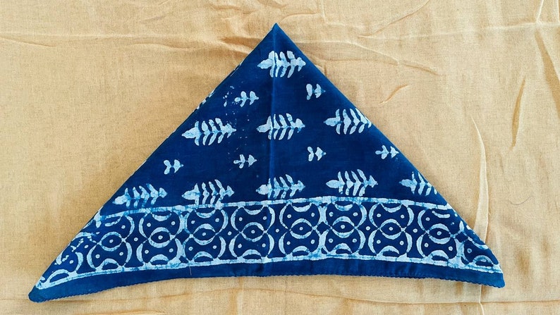 Hand Block Print Cotton Bandana: Natural Dye Scarf (21