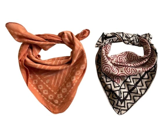 Organic Cotton Bandana Set: Block Print Paisley Scarf