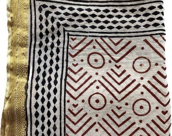 Indian Block Print Cotton Sarong: Beach Wrap, Scarf (44x72 Inc)
