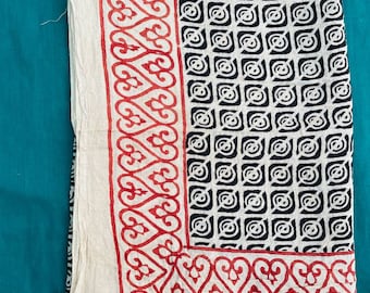 Hand Block Printed Cotton Sarong: Large Beach Cover Up Scarf