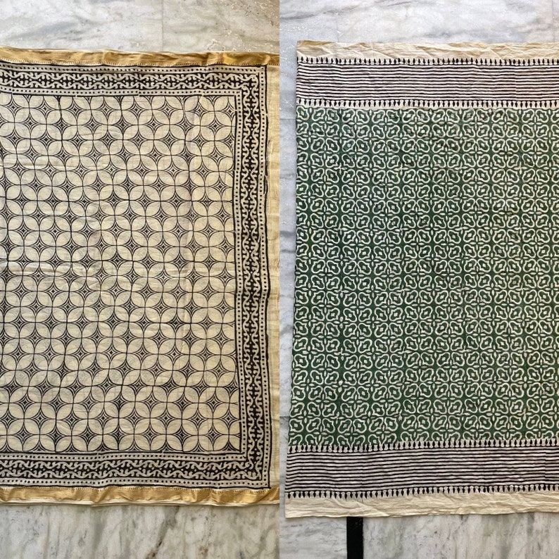 Set of 2 Hand Block Printed Cotton Sarong, Pack of Two sarongs Beach Wrap Pareo, Long Scarf, Large Sarong, Cover up. image 6