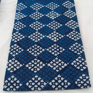 Indigo Block Print fabric by the yard for Sewing, quilting or upholstery