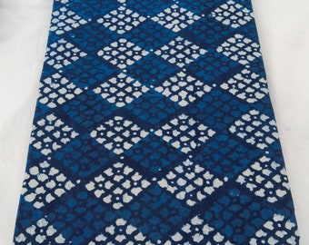 Indigo Block Print fabric by the yard for Sewing, quilting or upholstery