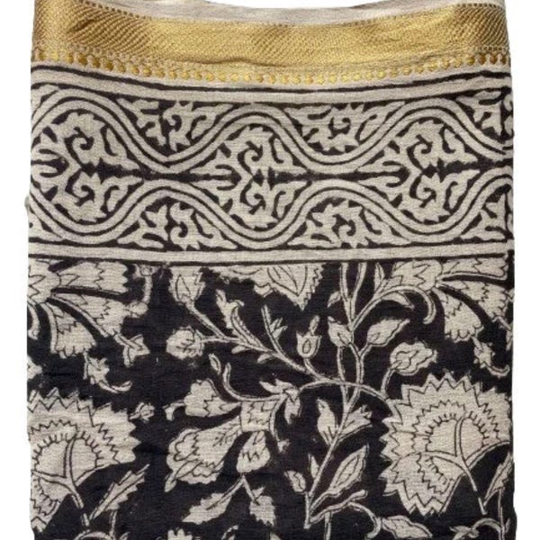 Pareo playero Zari de algodón estampado a mano