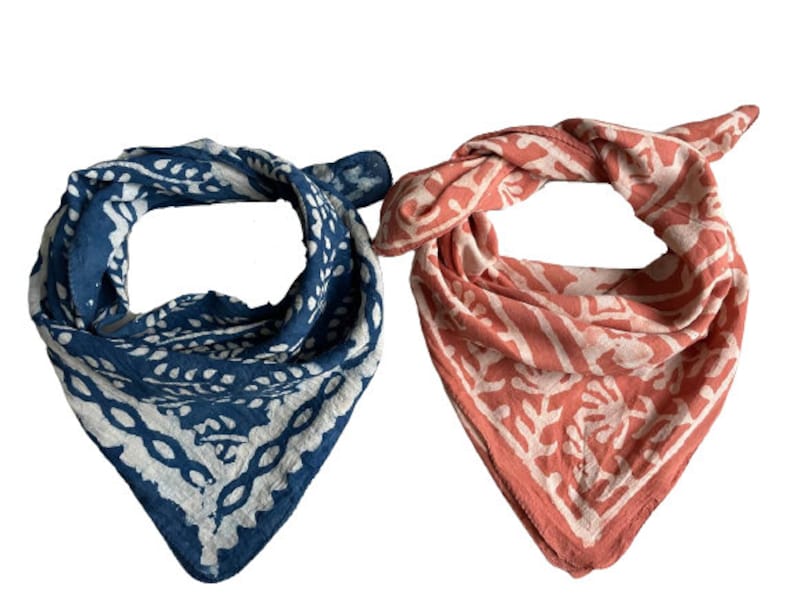 Set of 2 Organic Cotton Bandana Moselle, Bandana Scarf, Paisley Design Scarf, Vibrant Color, High-Quality, Winter Scarf, Unique Design image 1