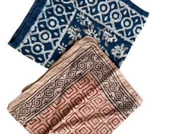 Organic Cotton Bandana Scarf Set: Paisley Block Print