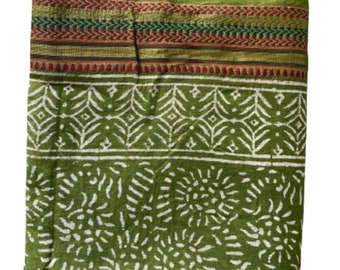 Hand Block Printed Zari Cotton Sarong, Beach Wrap Pareo, Long Scarf, Large Sarong, Cover up, Soft Fabric Scarf, Fashion Shawl Beach Sarong,