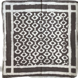Bandana Scarf Handmade Hand Block Print  Bandana in Cream, Pumpkin and Steel - Handmade Organic Cotton Bandana