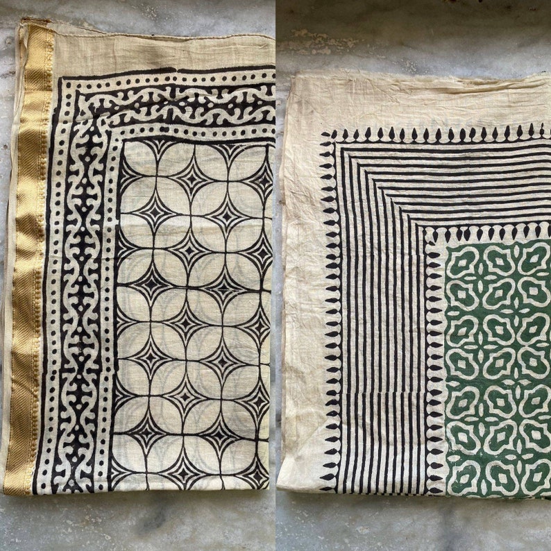 Set of 2 Hand Block Printed Cotton Sarong, Pack of Two sarongs Beach Wrap Pareo, Long Scarf, Large Sarong, Cover up. image 2
