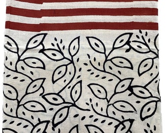 Indian Block Print Cotton Sarong: Beach Wrap Scarf (44x72 Inc)