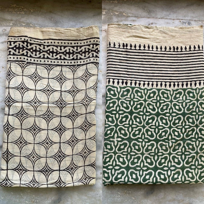 Set of 2 Hand Block Printed Cotton Sarong, Pack of Two sarongs Beach Wrap Pareo, Long Scarf, Large Sarong, Cover up. image 1