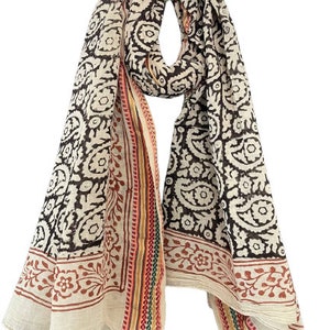 Sarong strandwrap, Silk Border Indian Hand block print Pareo, Zari sarong voor dames, Dames Sjaal, Jaipur Print, Strandsjaal