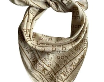 Organic Cotton Bandana Scarf: Hand Block Print Paisley Design