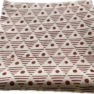 Block print fabric by the yard, for dress making, upholstery project, bunting, wall hanging