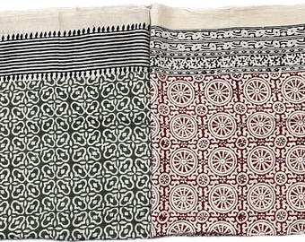 Hand Block Printed Cotton Sarong Set: Beach Wrap Cover-Up