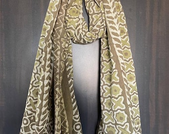 Sarong de algodón con estampado de bloques a mano: bufanda de verano de Jaipur